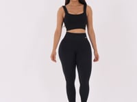 Legging Fitness Feminina Preto Canelada Com Cós Alto Seamless+ Dlk