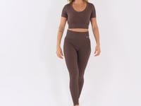 Cropped Feminino Marrom Canelado Seamless+ Dlk