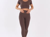 Legging Fitness Feminina Marrom Canelada Modela Bumbum Seamless+ Dlk