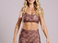 Top Fitness Feminino Estampado Brave Marrom Printed Mousse Dlk