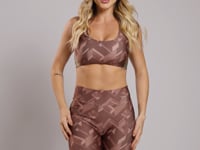 Bermuda Fitness Feminina Estampada Brave Marrom Printed Mousse Dlk