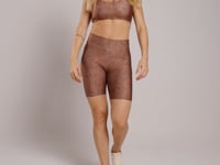 Bermuda Fitness Feminina Estampada Logomania Marrom Printed Mousse Dlk