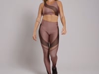 Legging Fitness Feminina Estampada Belive Marrom Printed Mousse Dlk