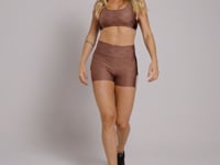 Short Fitness Feminino Estampado Motivation Marrom Printed Mousse Dlk