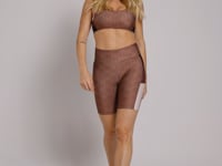 Bermuda Fitness Feminina Estampada Motivation Marrom Printed Mousse Dlk