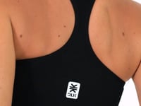 Top Fitness Feminino Nadador Com Bojo E Zíper Preto Seamless+ Dlk