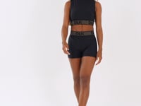 Short Fitness Feminino Preto Com Elástico Lurex Lush Dlk