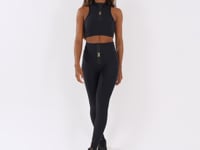 Legging Fitness Feminina Preto Com Zíper Emborrachado Lush Dlk