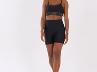 Bermuda Fitness Feminina Preto Com Elástico Lateral Lurex Lush Dlk
