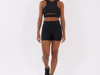 Short Fitness Feminino Preto Com Detalhe Canelado Lush Dlk