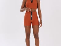 Top Fitness Feminino Terracota Com Zíper Emborrachado Lush Dlk