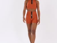 Short Fitness Feminino Terracota Com Zíper Emborrachado Lush Dlk