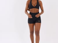 Top Fitness Feminino Preto Com Decote V Transpassado Lush Dlk