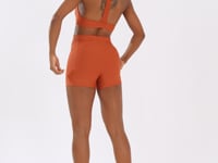 Top Fitness Feminino Terracota Com Decote V Transpassado Lush Dlk