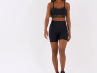 Top Fitness Feminino Preto Com Bojo E Elástico Lurex Lush Dlk