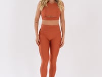 Legging Fitness Feminina Terracota Com Detalhe Canelado Lush Dlk