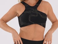 Top Fitness Feminino Preto Assimétrico Lush Dlk