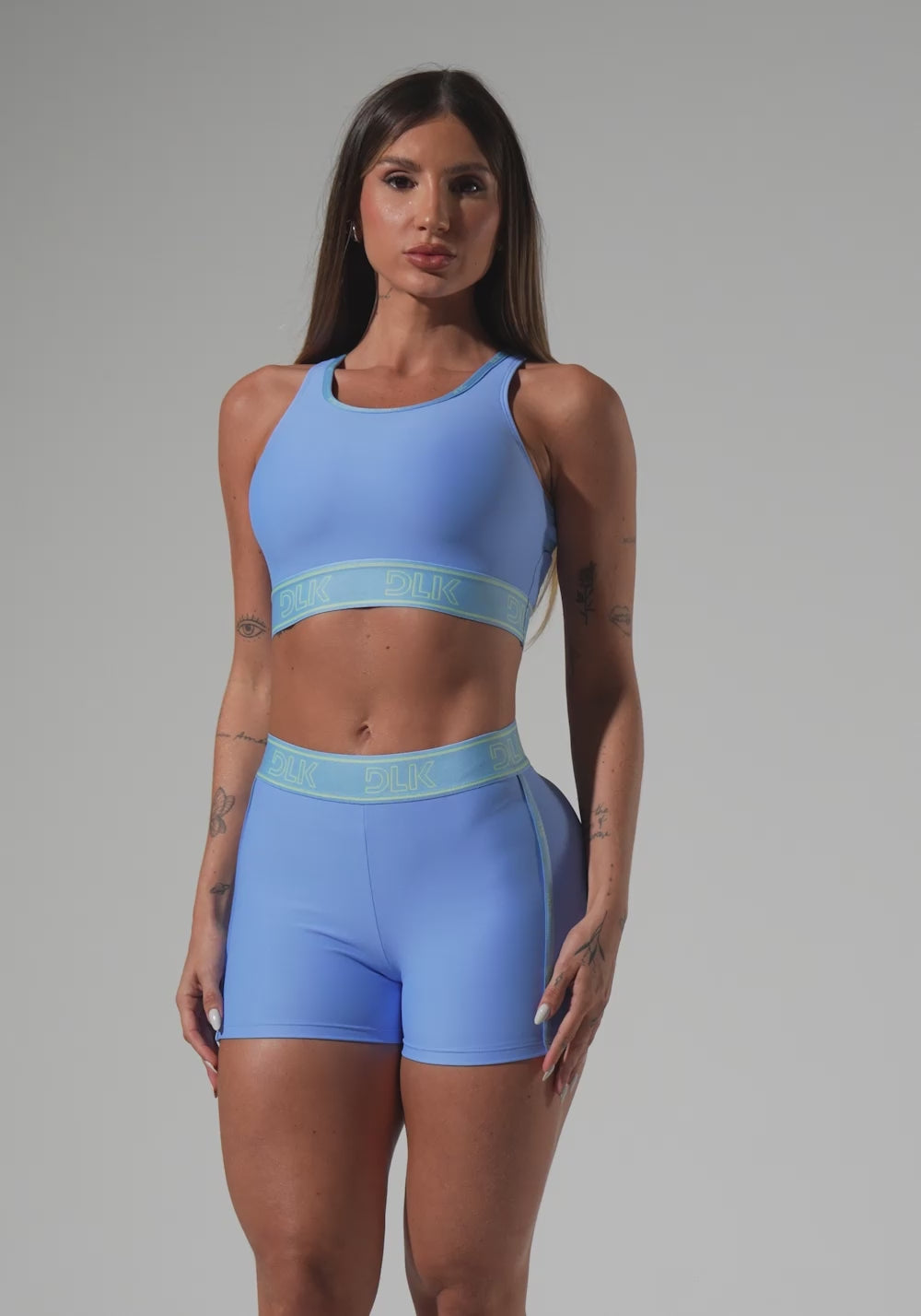 Short Fitness Feminino Com Elásticos No Cós E Na Lateral Activity Dlk Azul