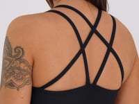 Top Fitness Feminino Preto Com Alça Dupla Aura Dlk