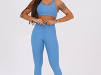 Legging Fitness Feminina Azul Com Franzido E Amarração Aura Dlk