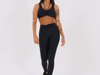 Legging Fitness Feminina Preto Com Franzido E Amarração Aura Dlk