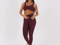 Legging Fitness Feminina Vinho Com Franzido E Amarração Aura Dlk