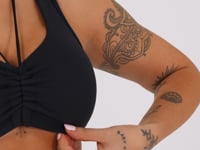 Top Fitness Feminino Preto Com Franzido E Amarração Aura Dlk