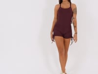 Macaquinho Fitness Feminino Vinho Com Franzido Aura Dlk