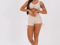 Short Fitness Feminino Nude Com Amarração Aura Dlk