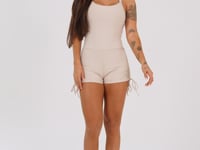 Macaquinho Fitness Feminino Nude Com Franzido Aura Dlk