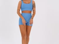 Short Fitness Feminino Azul Com Bolsos Aura Dlk