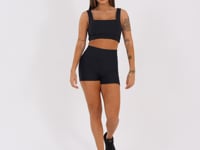 Short Fitness Feminino Preto Com Bolsos Aura Dlk