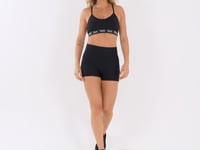 Short Fitness Feminino Preto Com Elástico Lateral Verde Energy Dlk