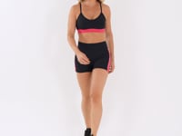 Short Fitness Feminino Preto Com Elástico Lateral Rosa Energy Dlk