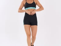 Short Fitness Feminino Preto Com Elástico Lateral Azul Energy Dlk