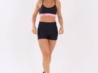 Short Fitness Feminino Preto Com Elástico Lateral Rosa Nation Dlk