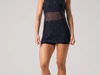 Camiseta Fitness Feminina Maxi Cava De Tule Preto E Azul Logomania Flow Dlk