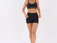 Short Fitness Feminino Preto Com Elástico Lateral Amarelo Energy Dlk