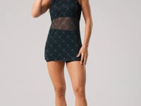Camiseta Fitness Feminina Maxi Cava De Tule Preto E Verde Logomania Flow Dlk