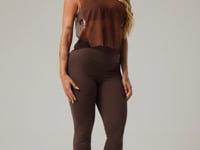 Cropped Feminino De Tule Estampado Motivation Marrom Printed Mousse Dlk