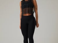 Cropped Feminino De Tule Estampado Energy Verde Printed Dlk