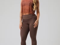 Cropped Feminino De Tule Estampado Authentic Marrom Printed Dlk