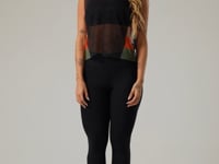Cropped Feminino De Tule Estampado Motivation Preto Printed Dlk