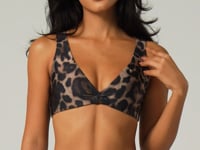 Top Fitness Feminino Decote V Transpassado Estampado Onça Animal Printed Dlk
