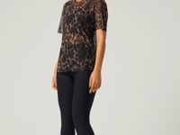 Blusa Feminina De Tule Estampada Onça Animal Printed Dlk