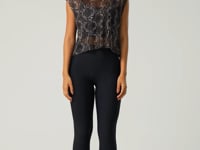 Cropped Feminino De Tule Estampado Cobra Animal Printed Dlk