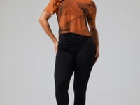 Blusa Feminina Em Tule New Printed Estampada Gradil Laranja Dlk