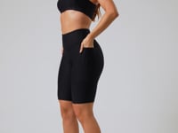 Bermuda De Treino Feminina Preta Com Bolsos Básica Dlk