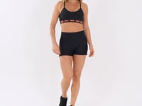 Short Fitness Feminino Preto Com Elástico Lateral Laranja Energy Dlk