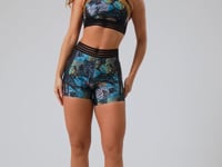 Top Fitness Feminino Com Elástico New Printed Estampado Folhagem Onça Dlk